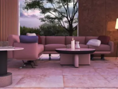Contemporary Coffee and End Table with Props Low-poly 3D model