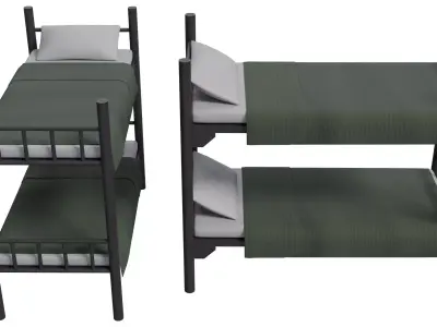 Military Bunk Bed Low-poly 3D model
