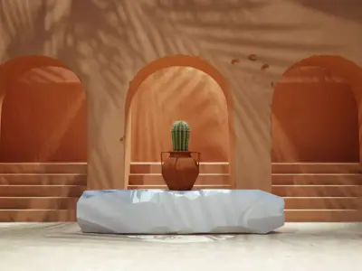 Simple desert stone scene Low-poly 3D model