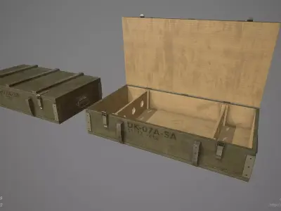 Crate Low Poly Game Ready two wooden boxes Low-poly 3D model