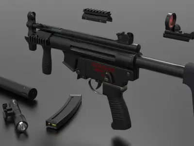 MP5K Weapon Fps - Tps Low-poly 3D model