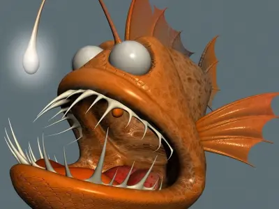 Cartoon Anglerfish RIGGED and ANIMATD Low-poly 3D model