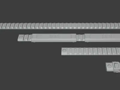 Picatinny RAS RIS Rails and Covers 3D model