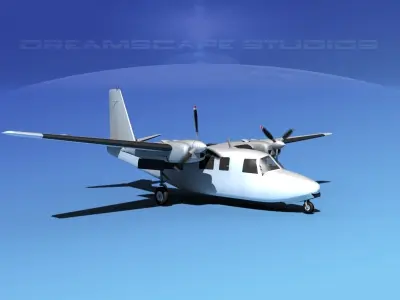 Aero Commander 560 Bare Metal 3D model