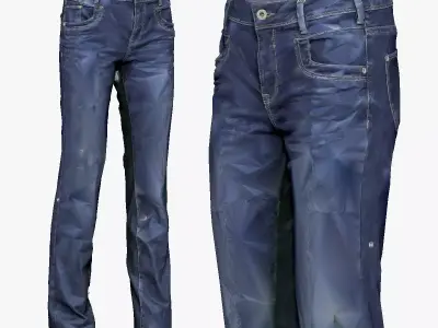 001273 blue jeans Low-poly 3D model