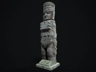 Statue Aztec Atlante Tula Low-poly 3D model