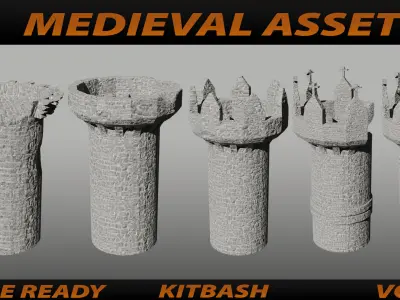 MEDIEVAL ASSETS KITBASH VOL 01 Low-poly 3D model