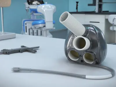 Implantable Heart Replacement Device with Rigid Housing 3D model