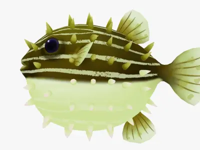 animated pufferfish Low-poly 3D model