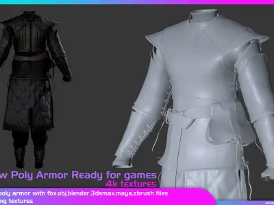 low poly game ready armor for games Low-poly 3D model