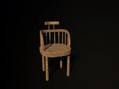 chair 3d model wooden Low-poly 3D model