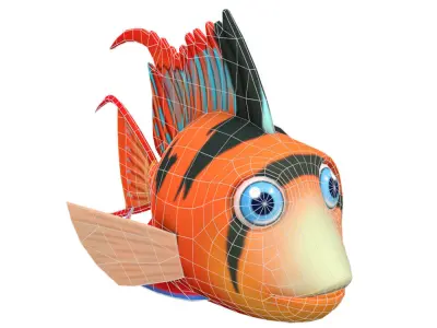 Bolivian Butterfly Fish Cartoon Animated Low-poly 3D model