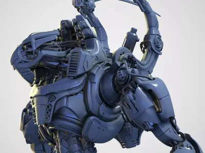 Mech Warrior Air Hight-Poly model 3D model