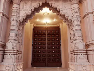 Temple Gate and Courtyard Low-poly 3D model