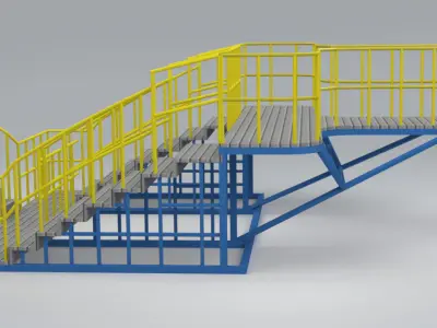 Modular Industrial Staircase with Platform Steel Structure 3D model