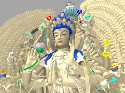 qian shou guan yin buddha thousand hands buddha 3D model