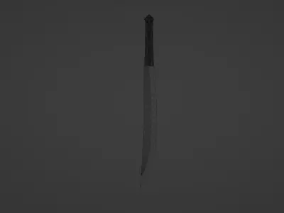 Rose gold machete with a leather grip 3D model