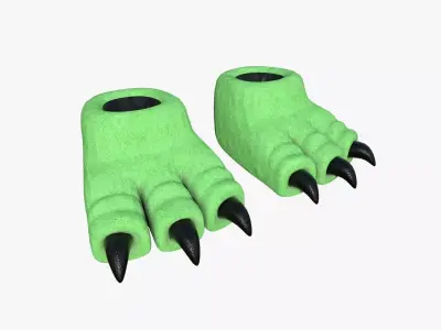 Slippers G05 Green Light Dino Paw - Costume Character Design Low-poly 3D model