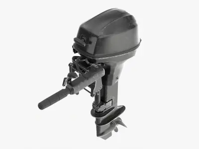 Outboard portable boat motor with tiller used 3D model