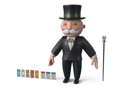 Mr Monopoly A-pose for 3D Print 3D print model