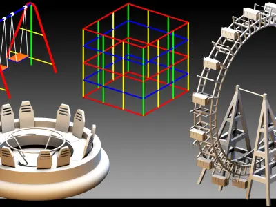 51 Funfair Objects- Vol 02- High detail 3d models 3D model