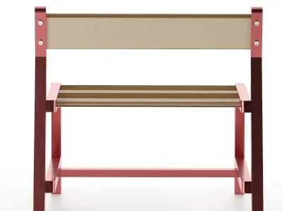 stull wooden chair with seat and back 3D model