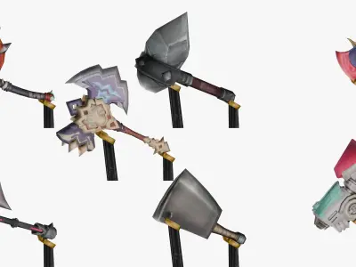 20 STYLIZED AXE MODELS PACK 1 - LOW POLY Low-poly 3D model
