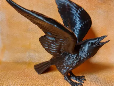 Raven in Flight Detailed Bird Sculpture Free 3D print model