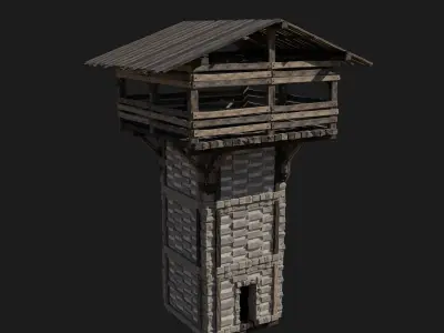 VIKING FORT NORSE FORTRESS CASTLE WALLS WATCHTOWER BUILDINGS Low-poly 3D model
