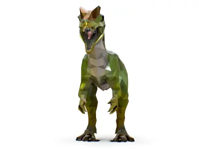 Dinosaur Dilo Green Lowpoly Art Style Animal Low-poly 3D model Low-poly 3D model