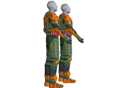 Subdivision 3D Men Military Costume Armor Future 3D Model Low-poly 3D model