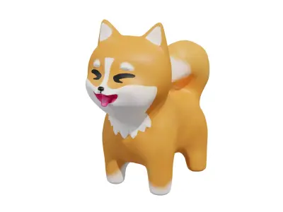 Free Cute Toon Shiba Inu Free low-poly 3D model