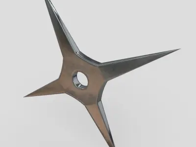 Shuriken 4 metal star Low-poly 3D model
