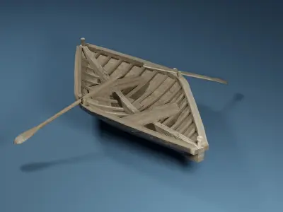 Rowboat wooden boat 3D model
