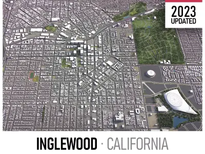 Inglewood - 3D City Low-poly 3D model
