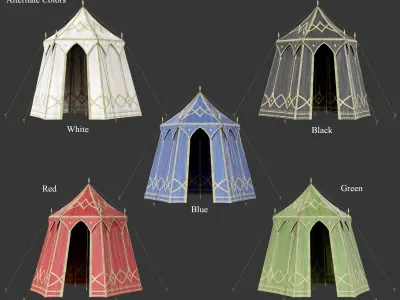Medieval Noble Camp Tent Medium Low-poly 3D model