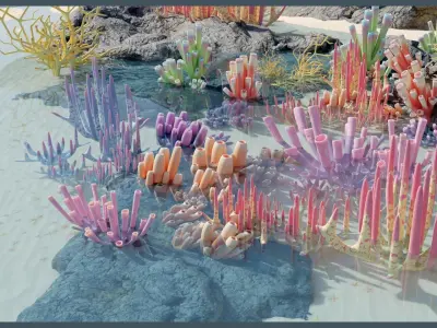 Lowpoly Coral Pack Low-poly 3D model