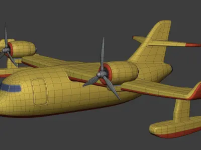 Generic Firefighting Aircraft - Airplane - Seaplane - Floatplane Low-poly 3D model
