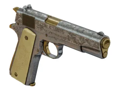 Pistol with Engravings Free low-poly 3D model