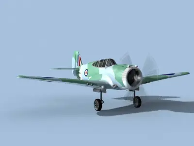 Curtiss H-75C Mohawk V24 RAF 3D model