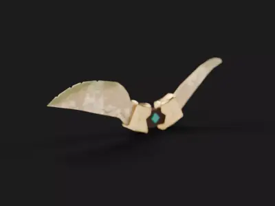 Ancient Double Curved Dagger Low-poly 3D model