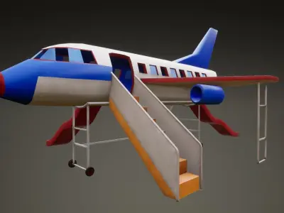 3D low poly PBR playground airplane slide  Low-poly 3D model