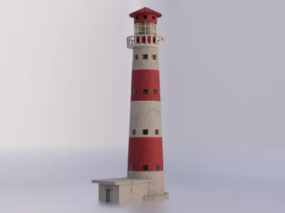 Lighthouse 3D Model - Blender Cycles Render Low-poly 3D model