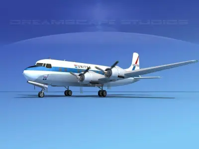 Douglas DC-6 United Air Lines 3D model
