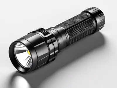 Sleek Black Tactical Flashlight 3D model