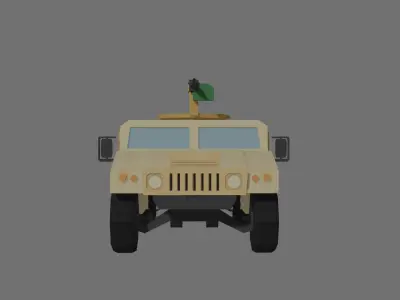 Low Poly HMMWV military vehicle with gun Low-poly 3D model