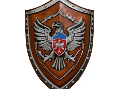 Worn Leather Shield with Metal Rim 3D model