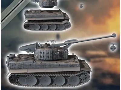 Panzer VI Tiger Ausf E Bergetiger heavy engineering tank - minia 3D print model