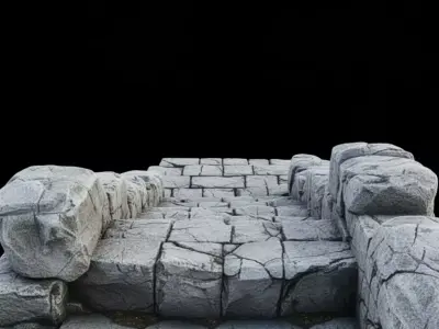 Stone Staircase 3D Ancient Rock Steps Fantasy Outdoor Scenes Low-poly 3D model