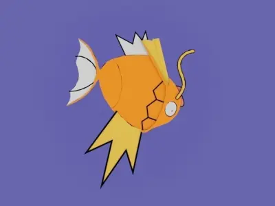 A relief pokemon goldfish King Low-poly 3D model